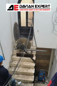 Sectionare scara cu disc diamantat umed fara praf sau vibratii